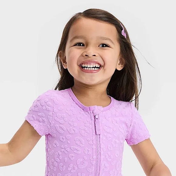Toddler Girls' Solid Textured One Piece Swimsuit - Cat & Jack™ Lilac Purple - Picture 3 of 4